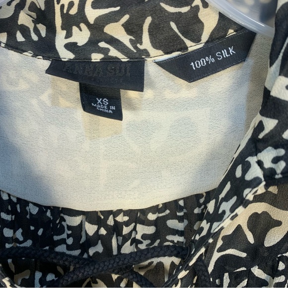 Anna Sui 100% Silk Geometric Silk Lace Front Sheer Dress - Picture 2 of 12